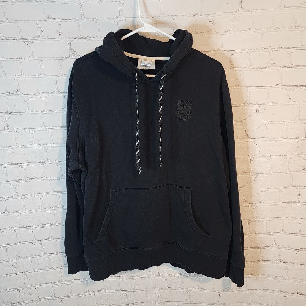 Men's K-Swiss Black Hoodie Sweatshirt Relaxed Fit, Size XL